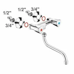 Bestpreis 🎉 CORNAT Lisa Spültisch-2-Griff-Wandbatterie Mit Schwenkbarem S-Auslauf, Chrom, LI6 😉