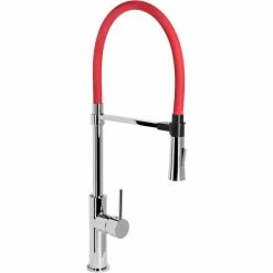 Budget 😀 Cornat Spültisch Einhebelarmatur Druckgusskörper Rot Verchromt 360° Brause Arretierung Hochdruck Armatur Küchenarmatur SAZ625 😀